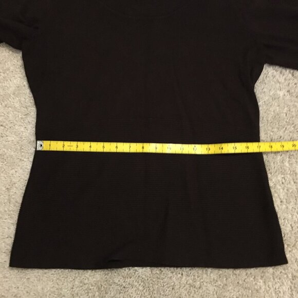 Brown Cowl Neck Ribbed Waist Short Sleeve Sweater - Picture 13 of 16